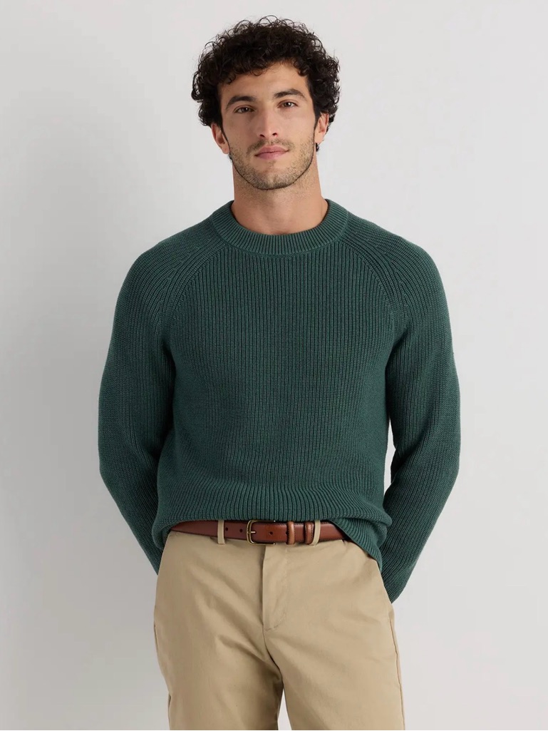 Quince Men's Organic Cotton Ribbed Crewneck In Big Sur Green Size Medium 601